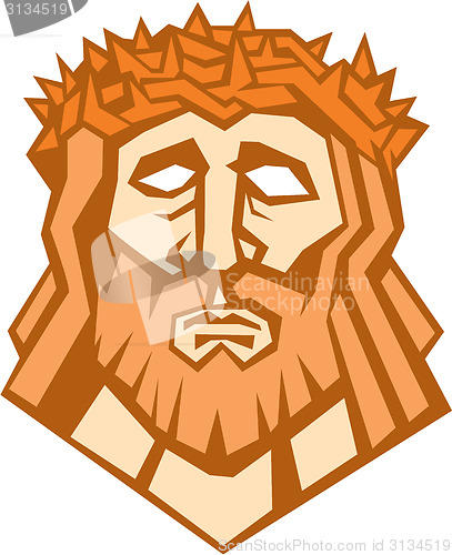 Image of Jesus Christ Face Crown Thorns Retro