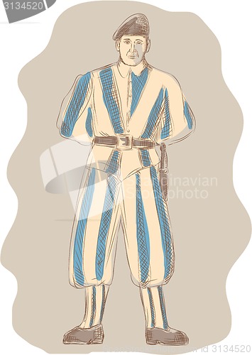 Image of Swiss Guard Standing Sketch