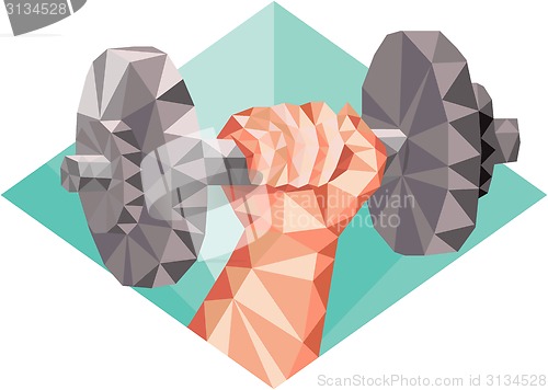 Image of Hand Lifting Dumbbell Low Polygon