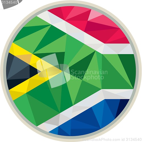 Image of South Africa Flag Icon Circle Low Polygon