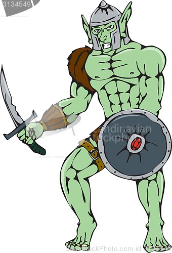 Image of Orc Warrior Sword Shield Cartoon