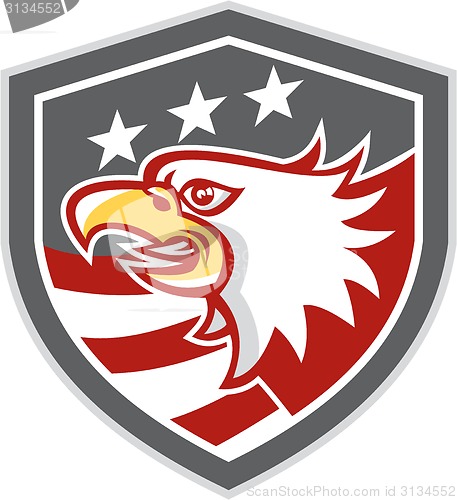 Image of American Bald Eagle Head Flag Shield Retro