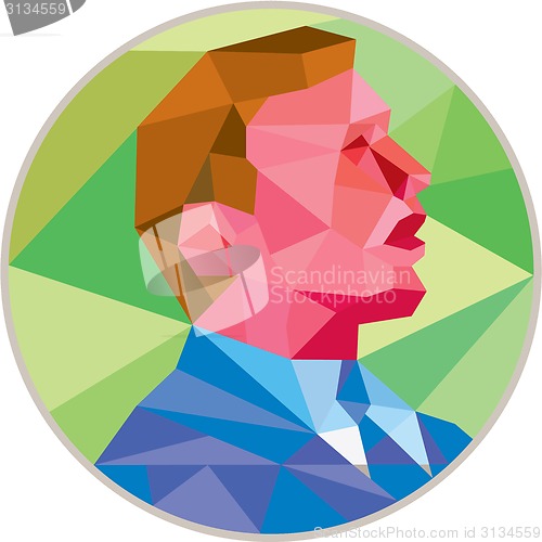 Image of Businessman Looking Up Circle Low Polygon