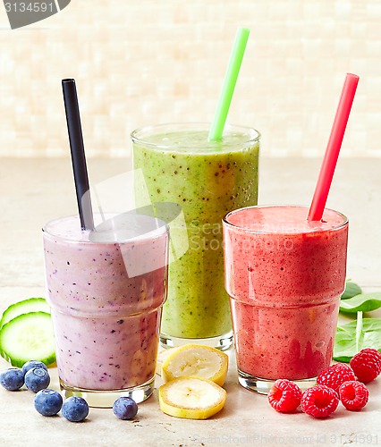 Image of glasses of various smoothies