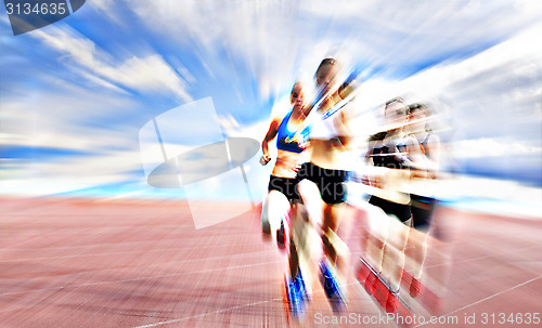 Image of Young female athletes competing in the race