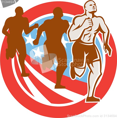 Image of American Crossfit Runners USA Flag Circle Retro 