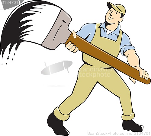 Image of House Painter Giant Paintbrush Cartoon