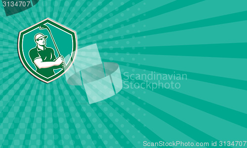Image of Business card Golfer Tee Off Golf Shield Retro