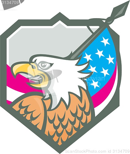 Image of American Bald Eagle Flag Spear Retro