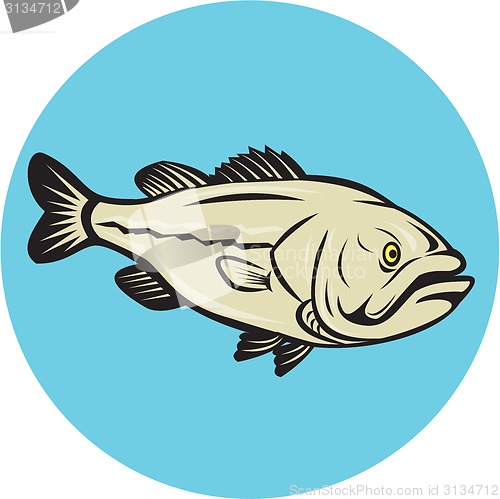Image of Largemouth Bass Fish Side Circle Cartoon
