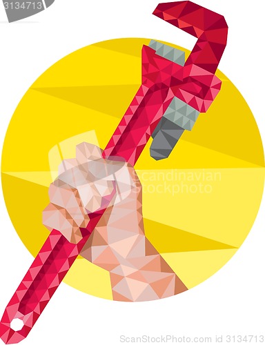 Image of Hand Holding Wrench Circle Low Polygon