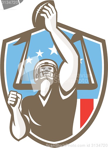 Image of American Football Player Touchdown Goal Post Retro