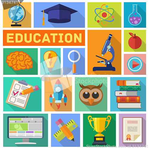 Image of Education Flat Icon Set