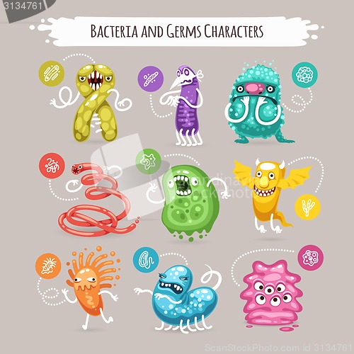 Image of Bacteria and Germs Characters Set