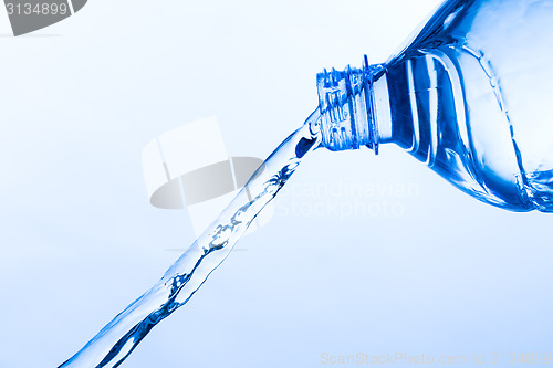 Image of Cool Water Pouring from a Transparent Plastic Bottle