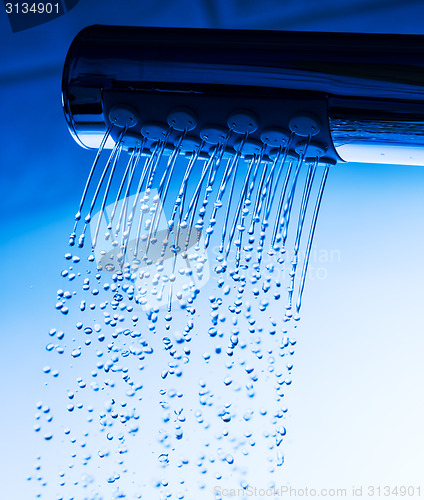 Image of Shower Head with Running Water