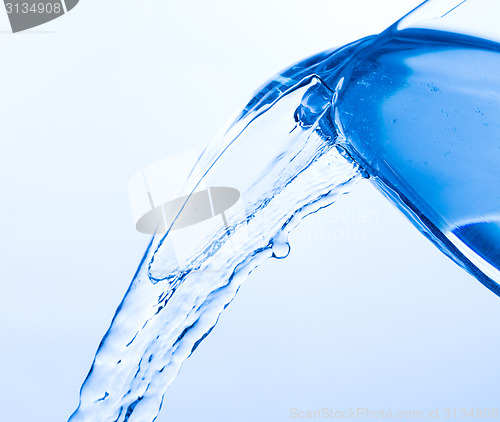 Image of Cool Water Pouring from a Transparent Glass Cup