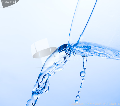 Image of Cool Water Pouring from a Transparent Glass Cup