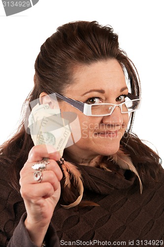 Image of Woman Holding Cash