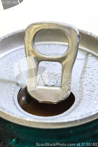 Image of Closeup shot from the pull ring on a beverage can