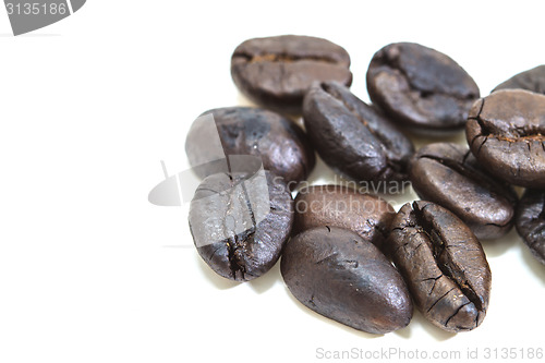Image of coffee beans isolated on white background 