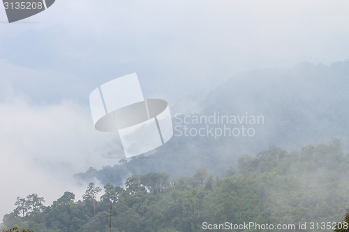 Image of fog and cloud mountain valley landscape