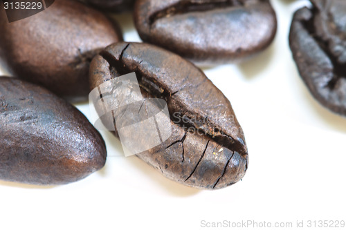 Image of coffee beans isolated on white background 
