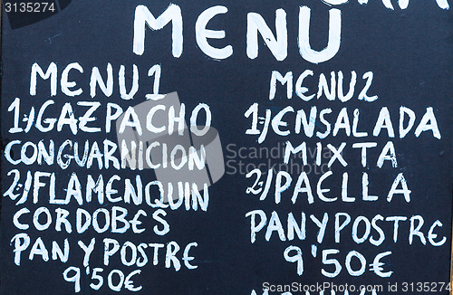 Image of Exterior menu cartel in Barcelona - Spain