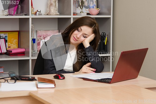 Image of Office worker asleep at his desk