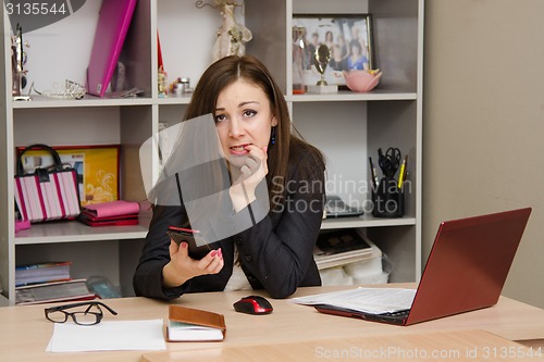 Image of Office worker made a mistake and frightened keeps your phone