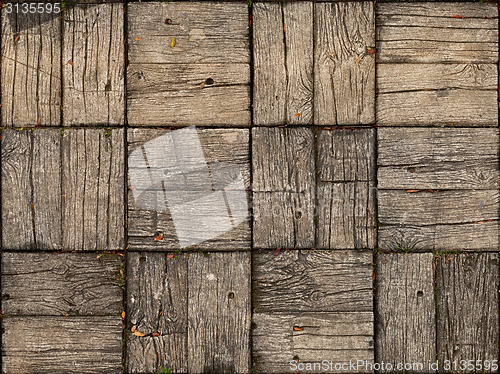 Image of Parquet Style, Wooden Patio with Alternating Woodgrain