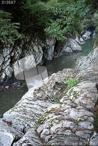 Image of Man in deep ravine