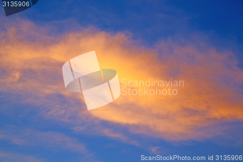 Image of the sunrise in  colored sky  