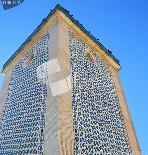 Image of the history in maroc africa  minaret religion and  blue    sky