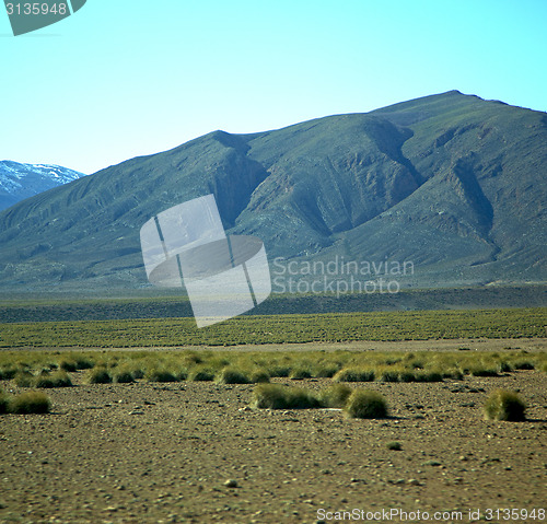 Image of valley in   africa morocco the atlas dry mountain ground isolate