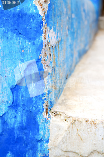 Image of blue  in texture wall and  step  africa abstract