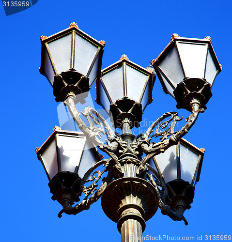 Image of  street lamp in morocco africa old lantern   the outdoors and sk