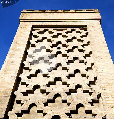 Image of the history in maroc africa  minaret religion and  blue    sky