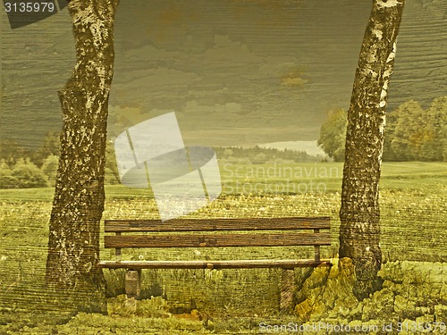 Image of park bench idyll in vintage look