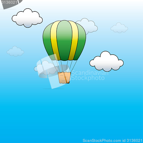 Image of Vector Bright Hot Air Balloon flying in the blue sky