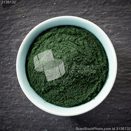Image of bowl of spirulina algae powder