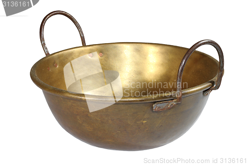 Image of old brass container over white