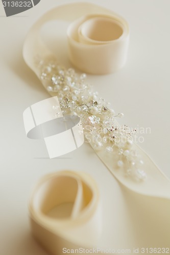 Image of composition of wedding accessories bride