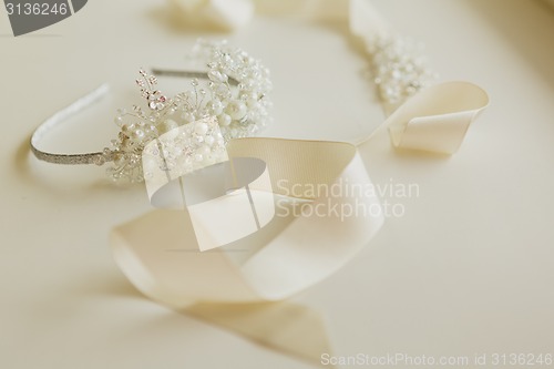 Image of composition of wedding accessories bride