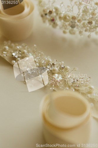 Image of composition of wedding accessories bride