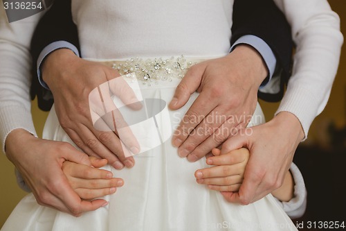 Image of Family holding hands together closeup