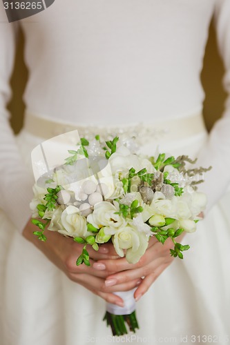 Image of Beautiful wedding bouquet in hands