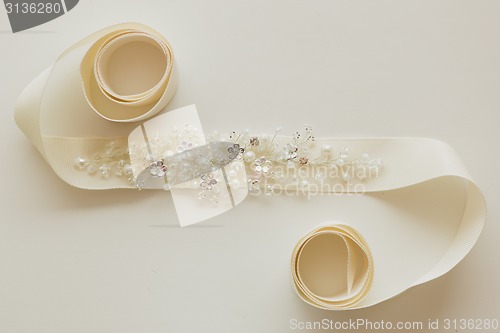 Image of composition of wedding accessories bride