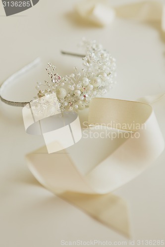 Image of composition of wedding accessories bride