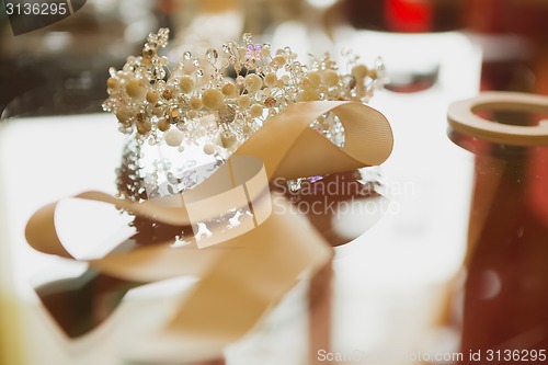 Image of composition of wedding accessories bride